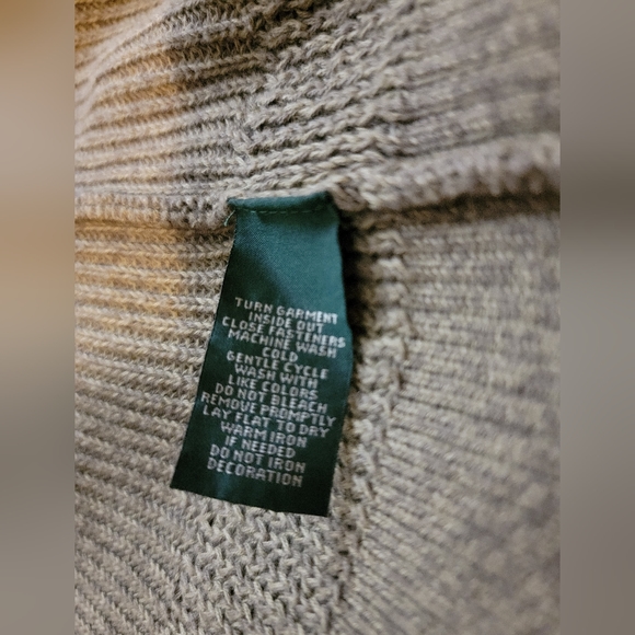 LRL Ralph Lauren Crochet Knit Cardigan with Suede Elbow Pads - Picture 8 of 8